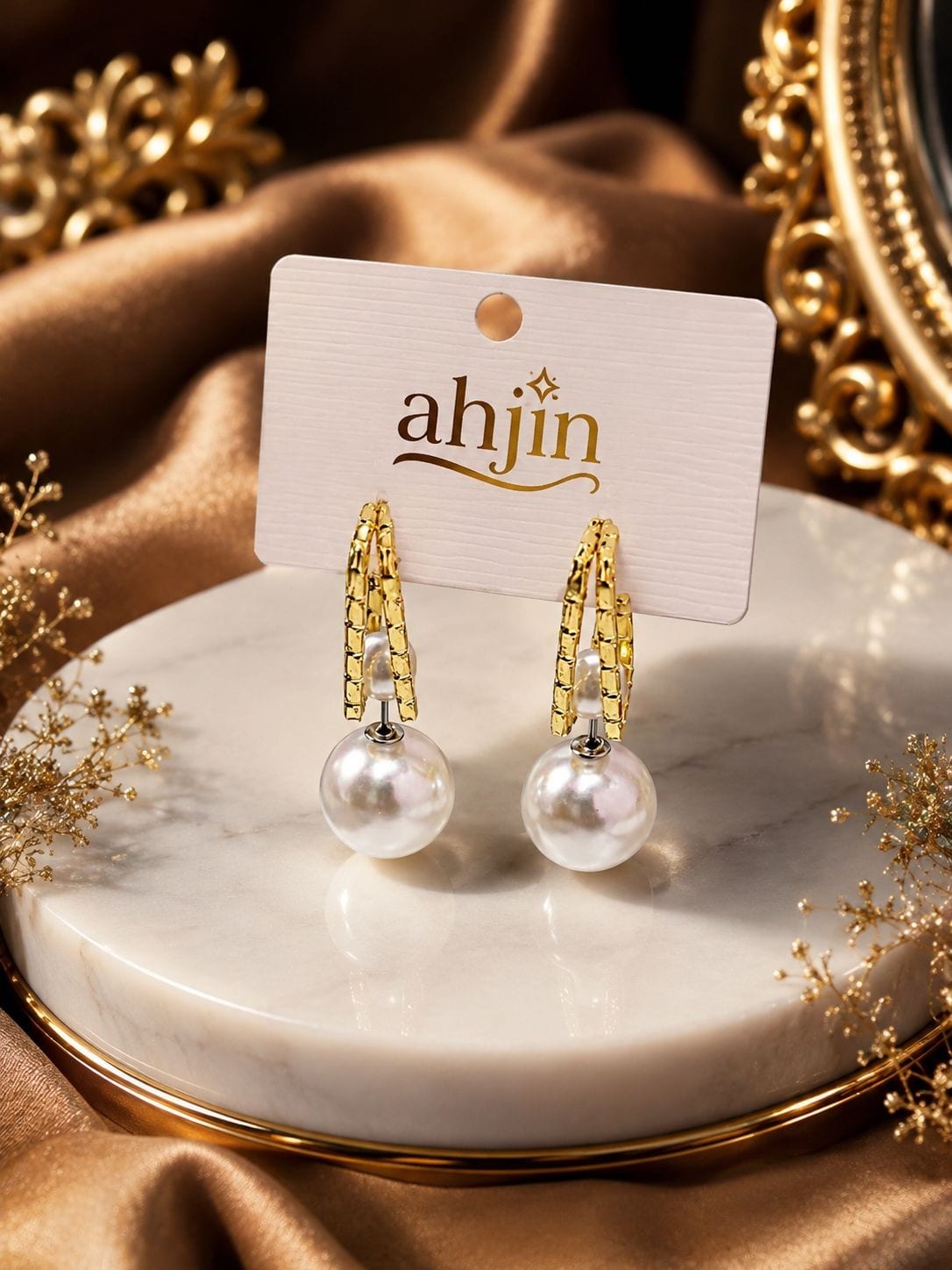 Pearl Drop Gold Earrings